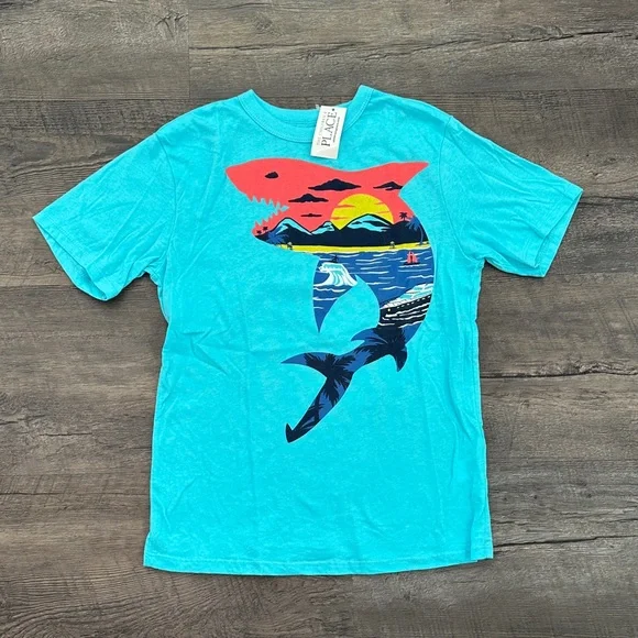Children's Place BUNDLE (4) Boy's Medium 7/8 Shark/Dino/Basketball Graphic Tees - Picture 2 of 13